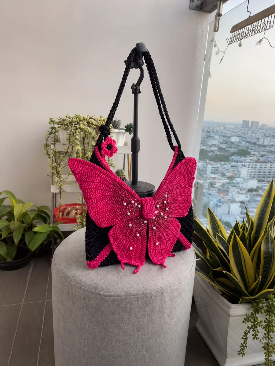 Sac papillon crochet rose ZolaBelle