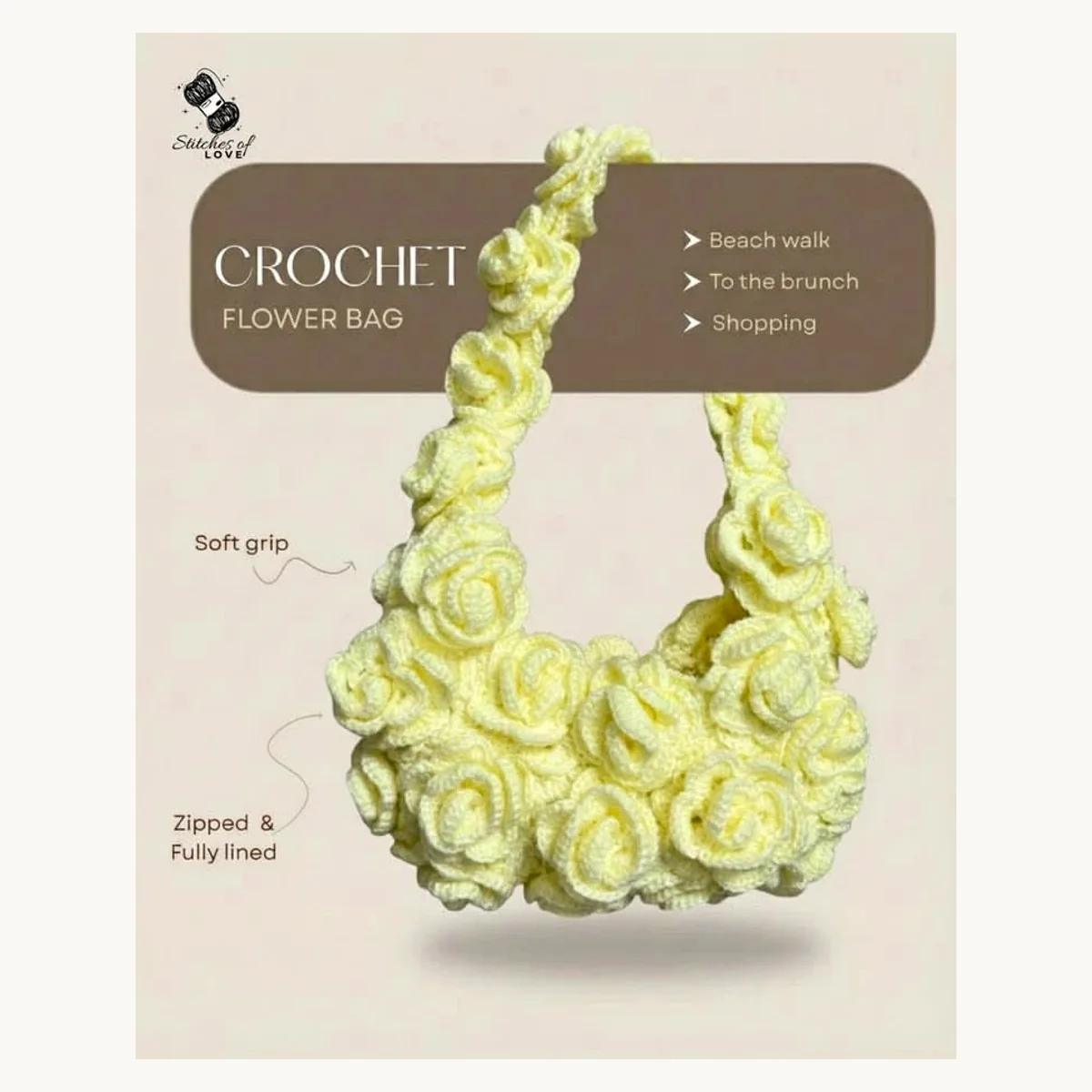 Sacs a main crochet fait main ZolaBelle, reference ZB031.